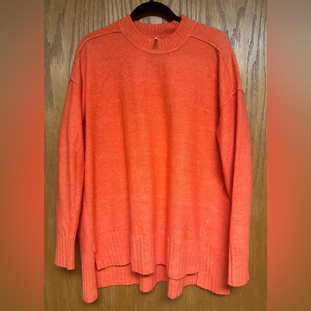 Free People Phoebe High-Low Crew Wool-Blend Tunic in Orange
